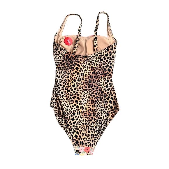 NWT! Johnny Was Cheetah Animal Print Ruched One Piece Swimsuit - Size XS - Picture 8 of 10